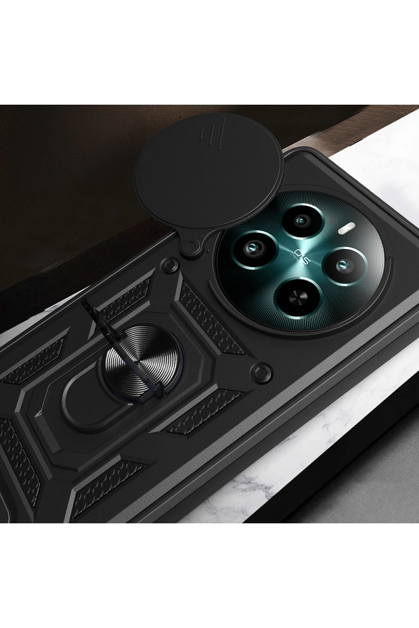 Realme 12 Plus Kılıf Magnetik Standlı Kamera Korumalı Zore Sürgülü Vega Kapak