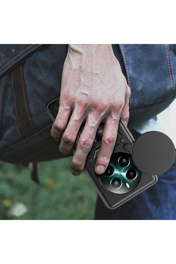 Realme 12 Plus Kılıf Magnetik Standlı Kamera Korumalı Zore Sürgülü Vega Kapak