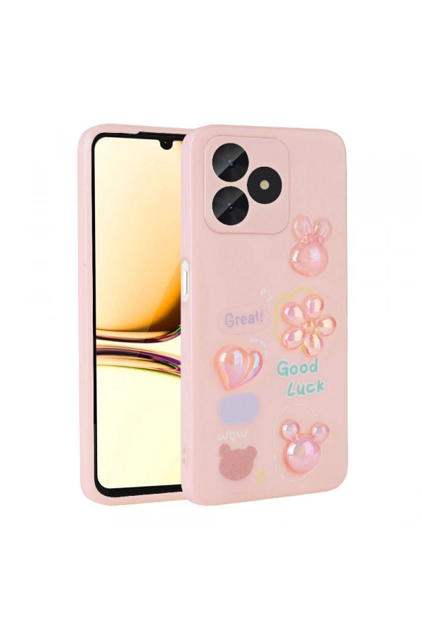 Realme C53 Kılıf Kabartma Figürlü Parlak Zore Toys Silikon Kapak