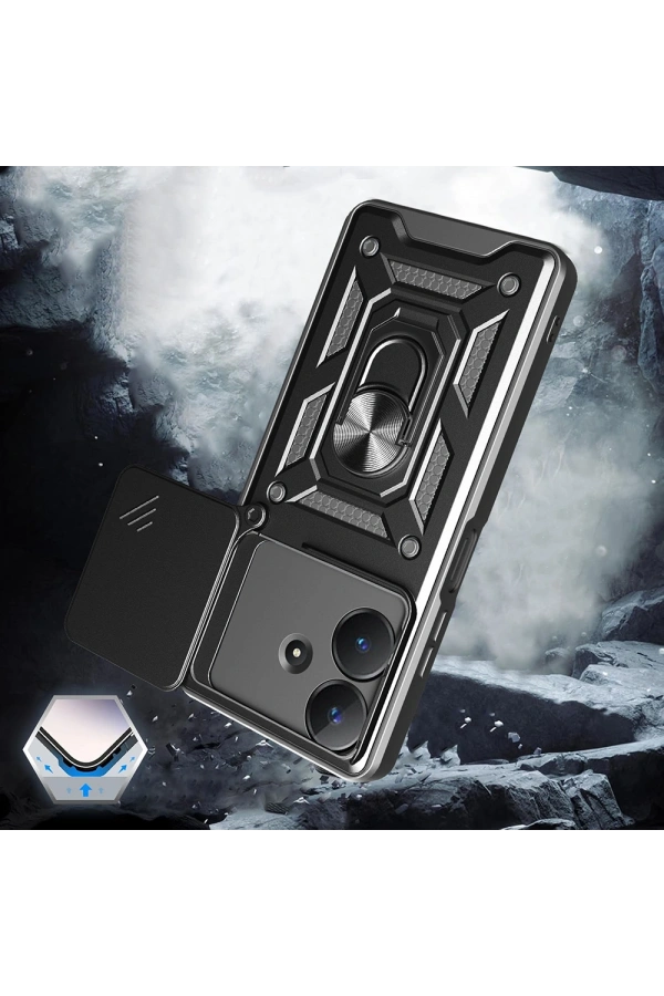 Realme Note 60 Kılıf Magnetik Standlı Kamera Korumalı Zore Sürgülü Vega Kapak