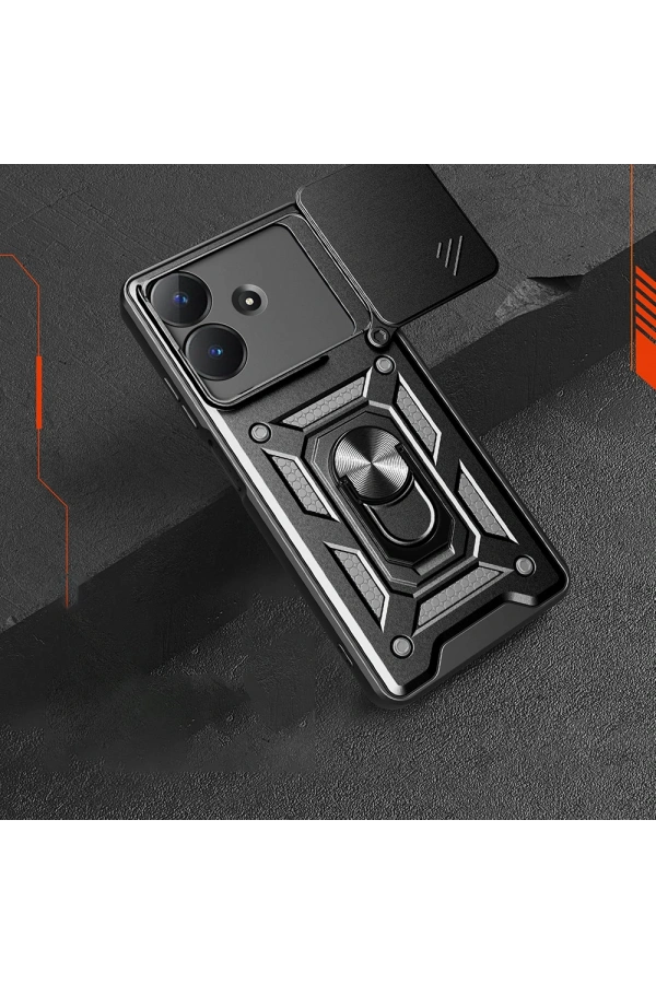 Realme Note 60 Kılıf Magnetik Standlı Kamera Korumalı Zore Sürgülü Vega Kapak