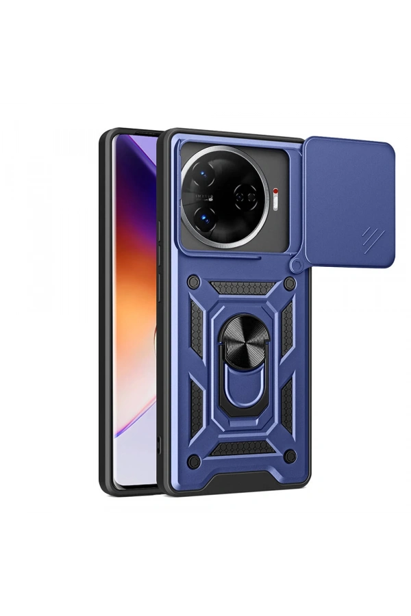 Tecno Camon 30 Pro 5G Kılıf Magnetik Standlı Kamera Korumalı Zore Sürgülü Vega Kapak