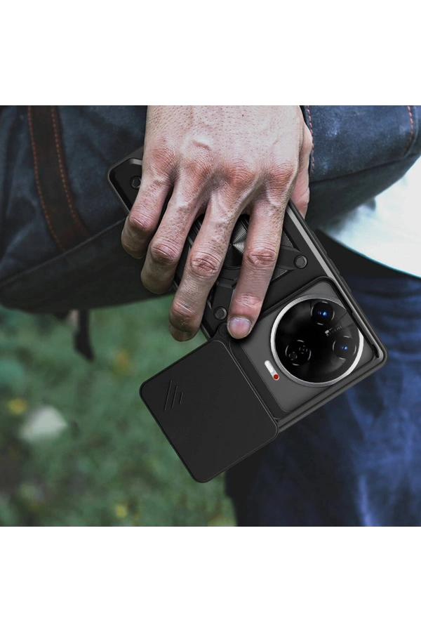 Tecno Camon 30 Pro 5G Kılıf Magnetik Standlı Kamera Korumalı Zore Sürgülü Vega Kapak