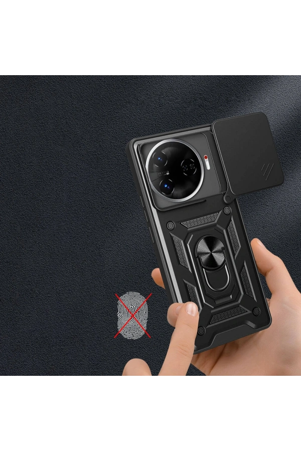 Tecno Camon 30 Pro 5G Kılıf Magnetik Standlı Kamera Korumalı Zore Sürgülü Vega Kapak