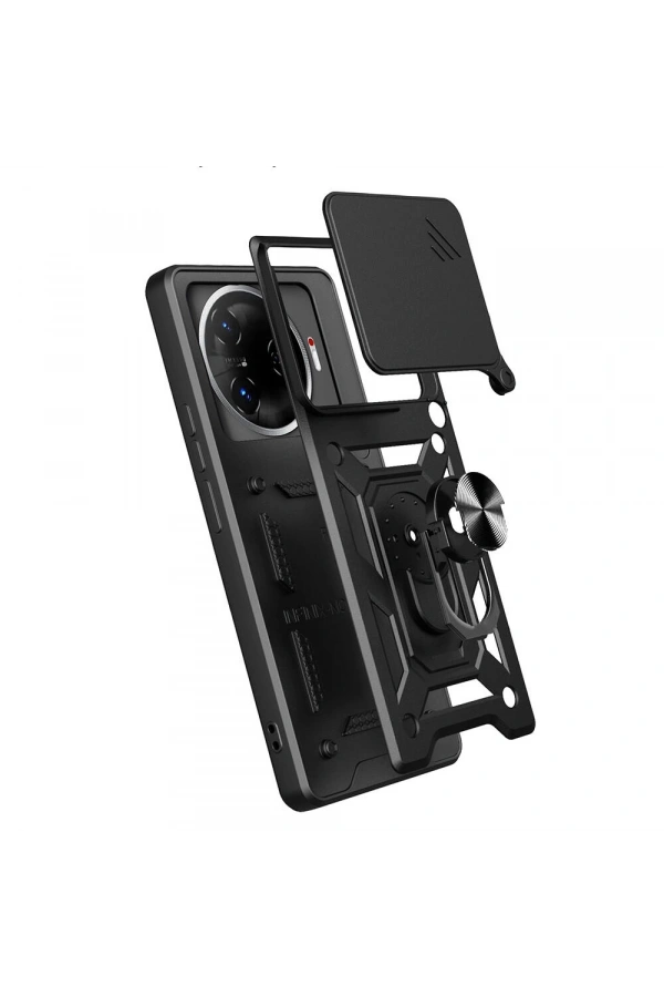 Tecno Camon 30 Pro 5G Kılıf Magnetik Standlı Kamera Korumalı Zore Sürgülü Vega Kapak