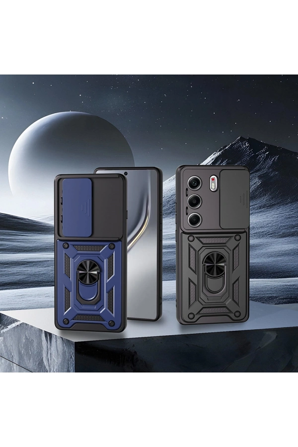 Tecno Camon 40 4G Kılıf Magnetik Standlı Kamera Korumalı Zore Sürgülü Vega Kapak