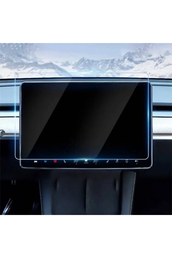 Tesla Model Y Zore Araç Multimedya Temperli Cam Ekran Koruyucu