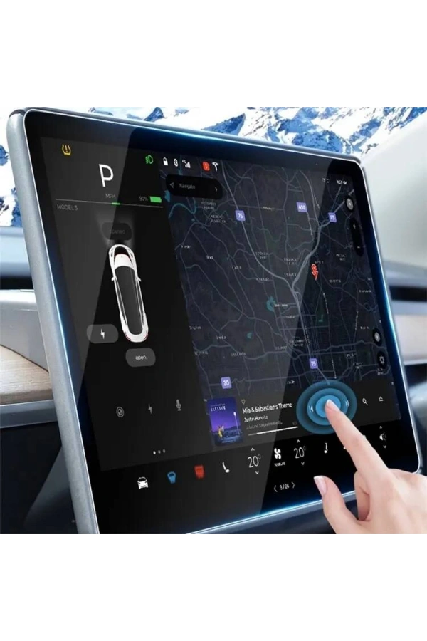 Tesla Model Y Zore Araç Multimedya Temperli Cam Ekran Koruyucu