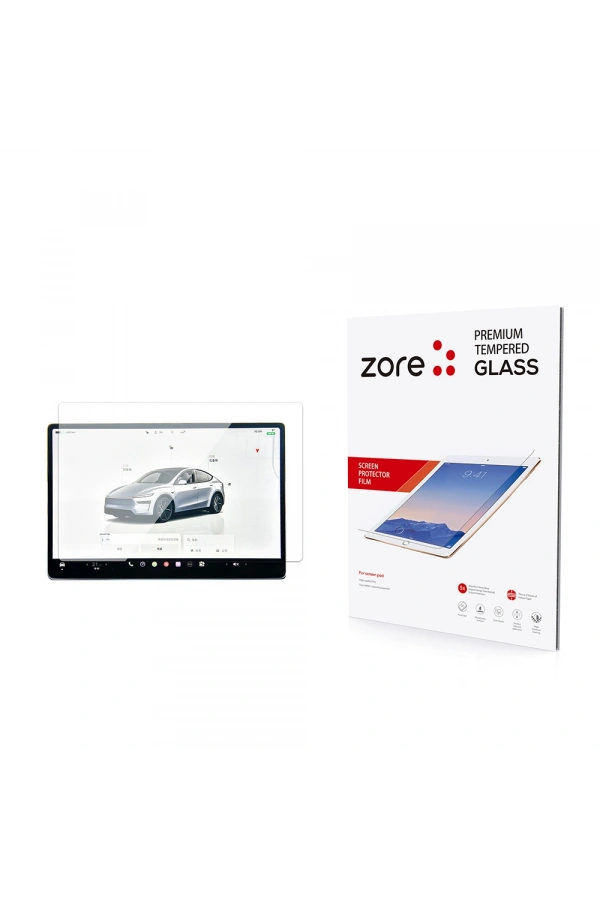 Tesla Model Y Zore Yeni Seri 2in1 Temperli Cam Araç Multimedya Ekran Koruyucu