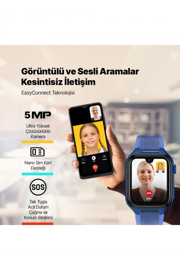 Ttec Kidi Pro AMOLED Ekranlı GPS 4G Sim Kartlı Akıllı Çocuk Saati Okyanus Laciverti