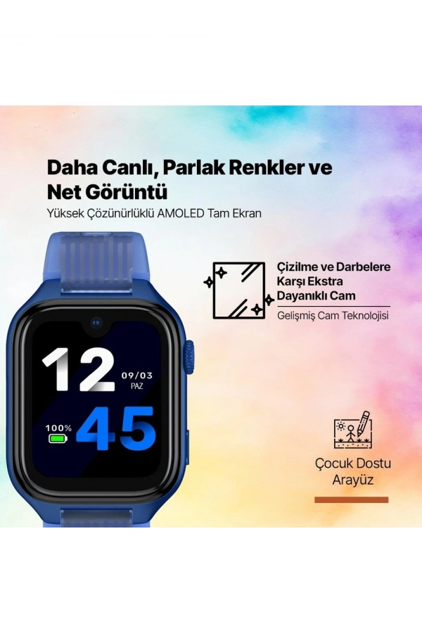 Ttec Kidi Pro AMOLED Ekranlı GPS 4G Sim Kartlı Akıllı Çocuk Saati Okyanus Laciverti