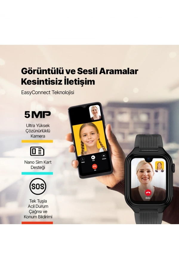 Ttec Kidi Pro AMOLED Ekranlı GPS 4G Sim Kartlı Akıllı Çocuk Saati Panter Siyahı 2KSW03