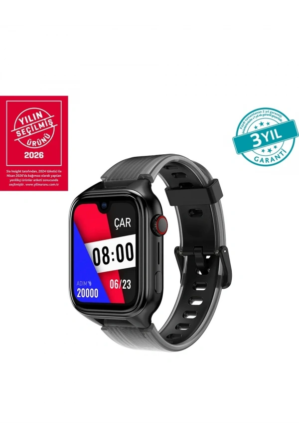 Ttec Kidi Pro AMOLED Ekranlı GPS 4G Sim Kartlı Akıllı Çocuk Saati Panter Siyahı 2KSW03