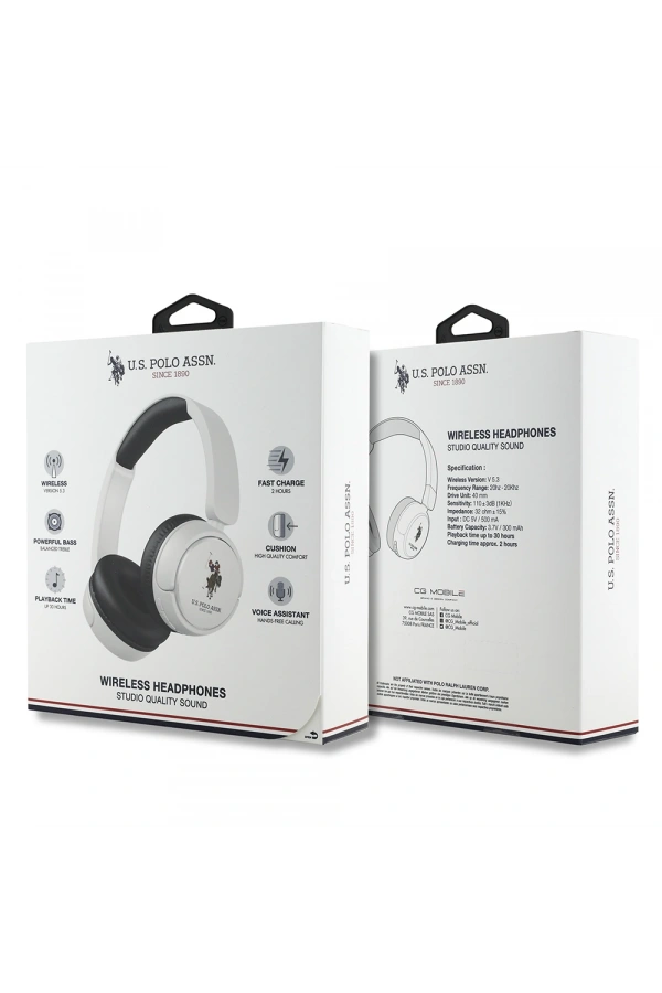 U.S Polo Assn. Orjinal Lisanslı Katlanabilir Ayarlanabilir Baskı Logolu Kulak Üstü Bluetooth Kulaklık v5.3