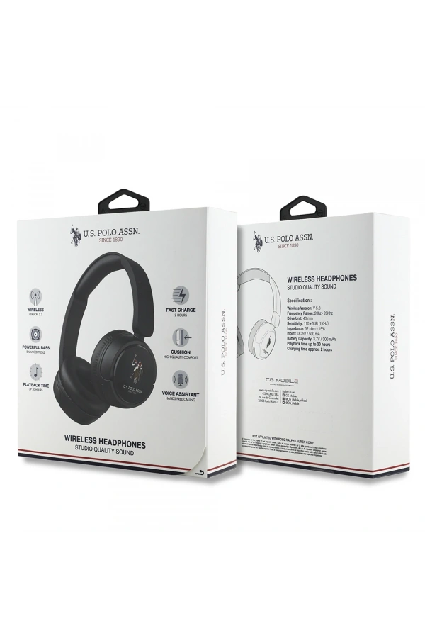 U.S Polo Assn. Orjinal Lisanslı Katlanabilir Ayarlanabilir Baskı Logolu Kulak Üstü Bluetooth Kulaklık v5.3