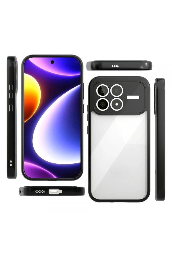 Xiaomi Poco F8 Pro Kılıf Kamera Korumalı Şeffaf Arka Yüzey Zore New Roll Kapak