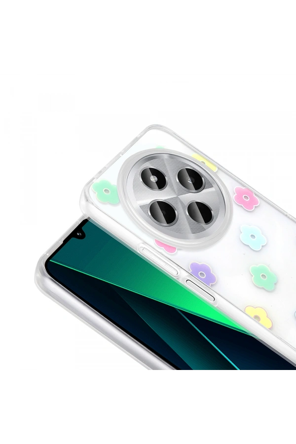 Xiaomi Redmi 14C 4G Kılıf Şeffaf Figürlü Zore Folk Sert Kapak