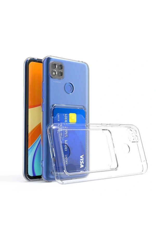 Xiaomi Redmi 9C Kılıf Kartlıklı Şeffaf Zore Setra Clear Silikon Kapak