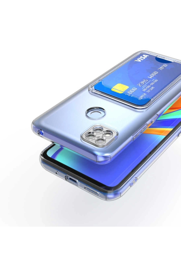 Xiaomi Redmi 9C Kılıf Kartlıklı Şeffaf Zore Setra Clear Silikon Kapak