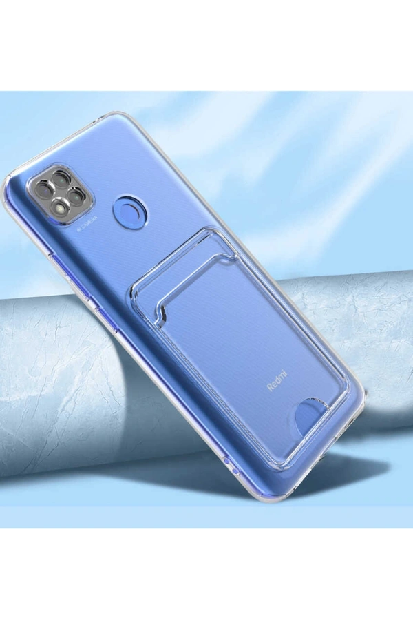 Xiaomi Redmi 9C Kılıf Kartlıklı Şeffaf Zore Setra Clear Silikon Kapak