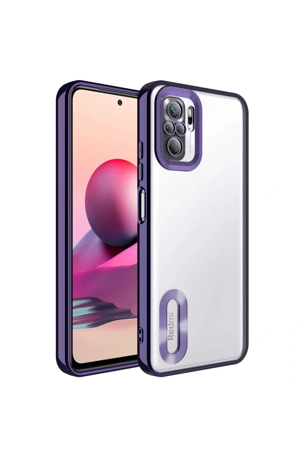 Xiaomi Redmi Note 10S Kılıf Kamera Korumalı Logo Gösteren Zore Omega Kapak