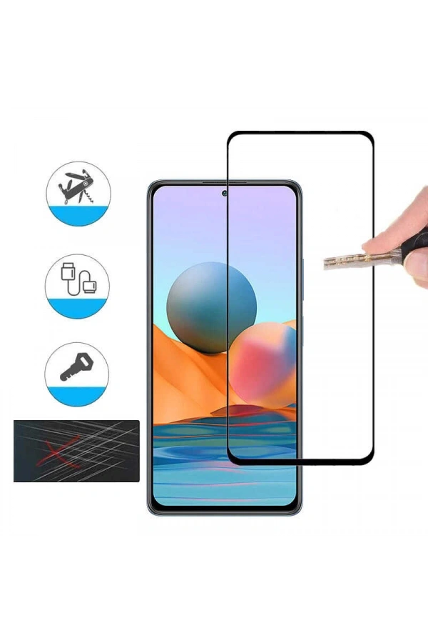 Xiaomi Redmi Note 10S Zore Kenarları Kırılmaya Dayanıklı Cam Ekran Koruyucu
