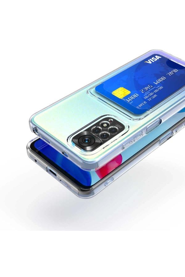 Xiaomi Redmi Note 11 Pro 5G Kılıf Kartlıklı Şeffaf Zore Setra Clear Silikon Kapak