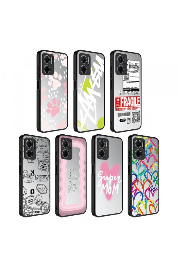 Xiaomi Redmi Note 11E Kılıf Aynalı Desenli Kamera Korumalı Parlak Zore Mirror Kapak