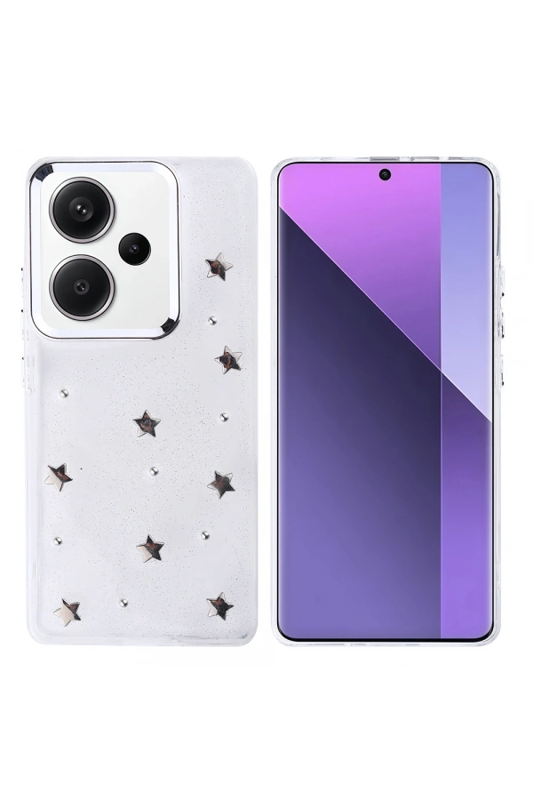 Xiaomi Redmi Note 13 Pro Plus 5G Kılıf Airbag Tasarımlı Simli Şeffaf Zore Kutup Kapak