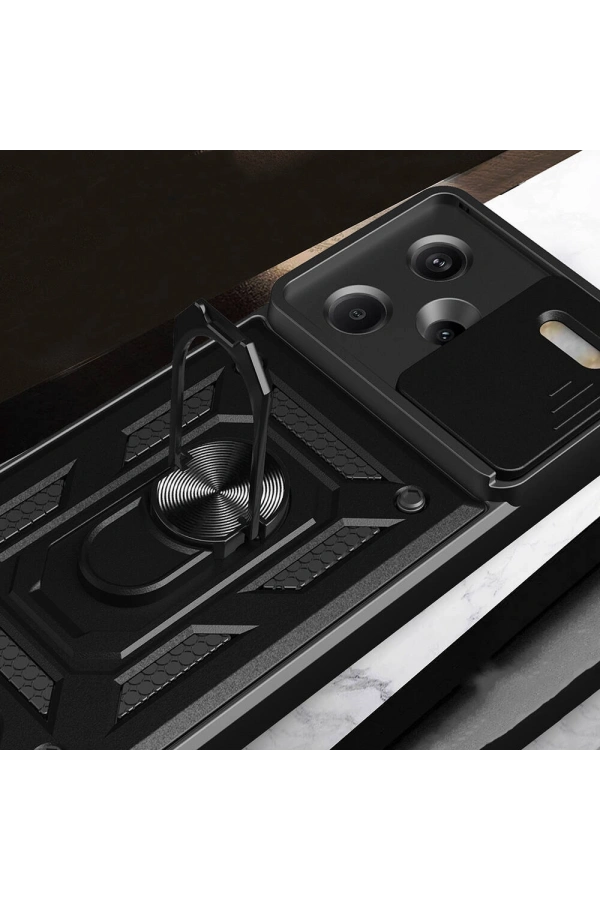 Xiaomi Redmi Note 13 Pro Plus 5G Kılıf Magnetik Standlı Kamera Korumalı Zore Sürgülü Vega Kapak