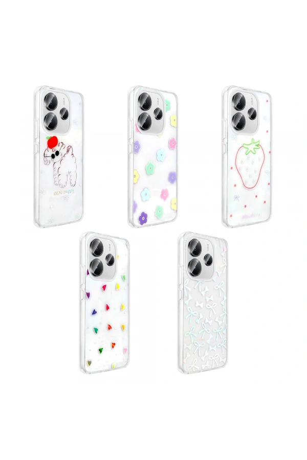 Xiaomi Redmi Note 14 4G Kılıf Şeffaf Figürlü Zore Folk Sert Kapak