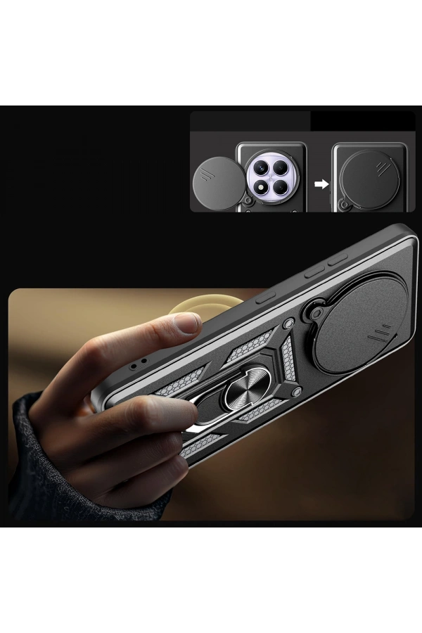 Xiaomi Redmi Note 14 Pro 4G Kılıf Magnetik Standlı Kamera Korumalı Zore Sürgülü Vega Kapak