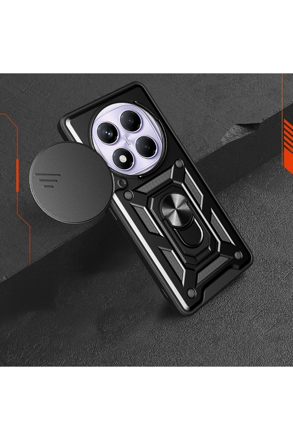 Xiaomi Redmi Note 14 Pro 4G Kılıf Magnetik Standlı Kamera Korumalı Zore Sürgülü Vega Kapak