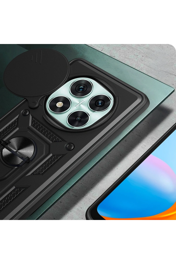 Xiaomi Redmi Note 14 Pro 5G Kılıf Magnetik Standlı Kamera Korumalı Zore Sürgülü Vega Kapak