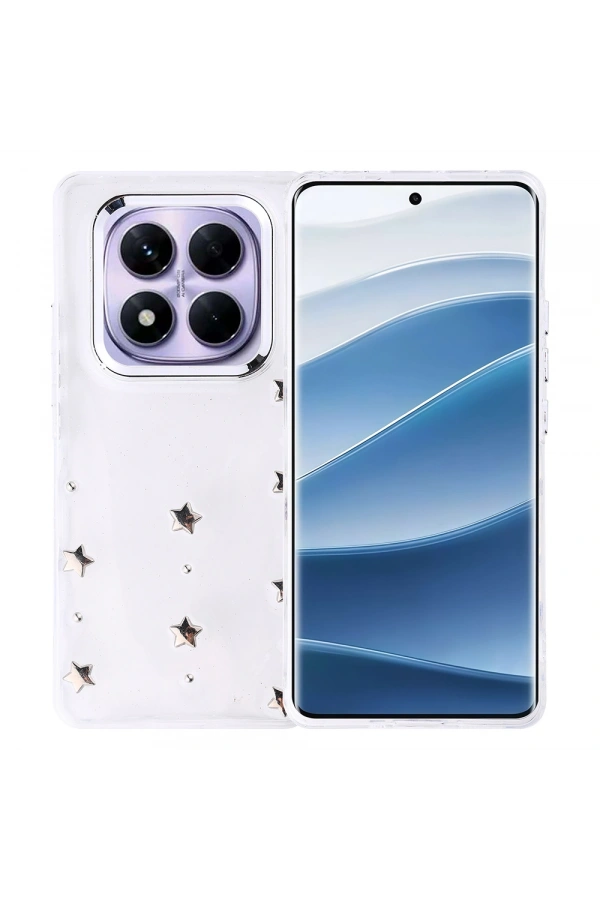 Xiaomi Redmi Note 14 Pro Plus Kılıf Airbag Tasarımlı Simli Şeffaf Zore Kutup Kapak