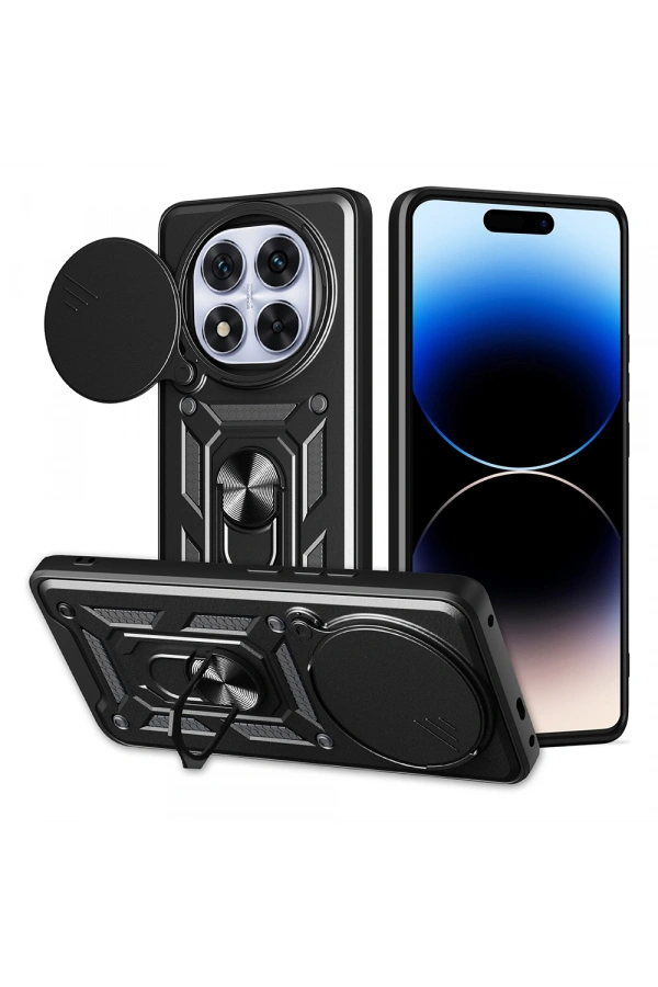 Xiaomi Redmi Note 14 Pro Plus Kılıf Magnetik Standlı Kamera Korumalı Zore Sürgülü Vega Kapak
