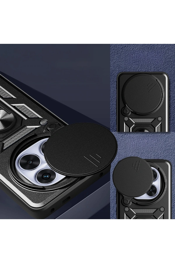 Xiaomi Redmi Note 14 Pro Plus Kılıf Magnetik Standlı Kamera Korumalı Zore Sürgülü Vega Kapak