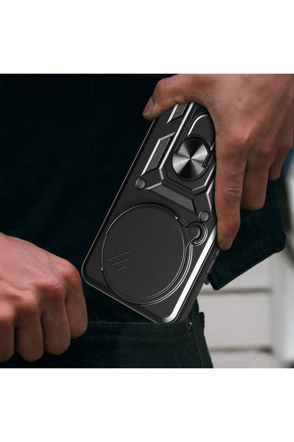 Xiaomi Redmi Note 14 Pro Plus Kılıf Magnetik Standlı Kamera Korumalı Zore Sürgülü Vega Kapak