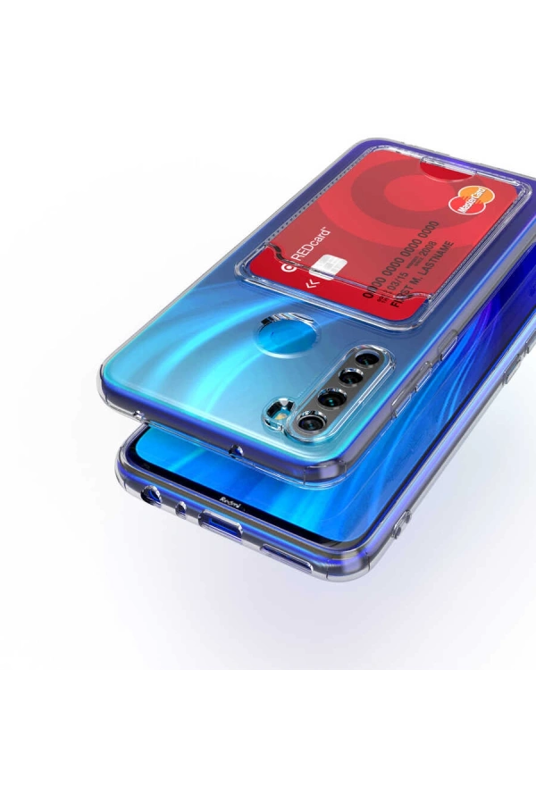 Xiaomi Redmi Note 8 Kılıf Kartlıklı Şeffaf Zore Setra Clear Silikon Kapak