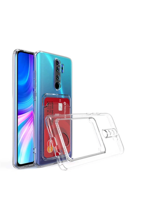 Xiaomi Redmi Note 8 Pro Kılıf Kartlıklı Şeffaf Zore Setra Clear Silikon Kapak