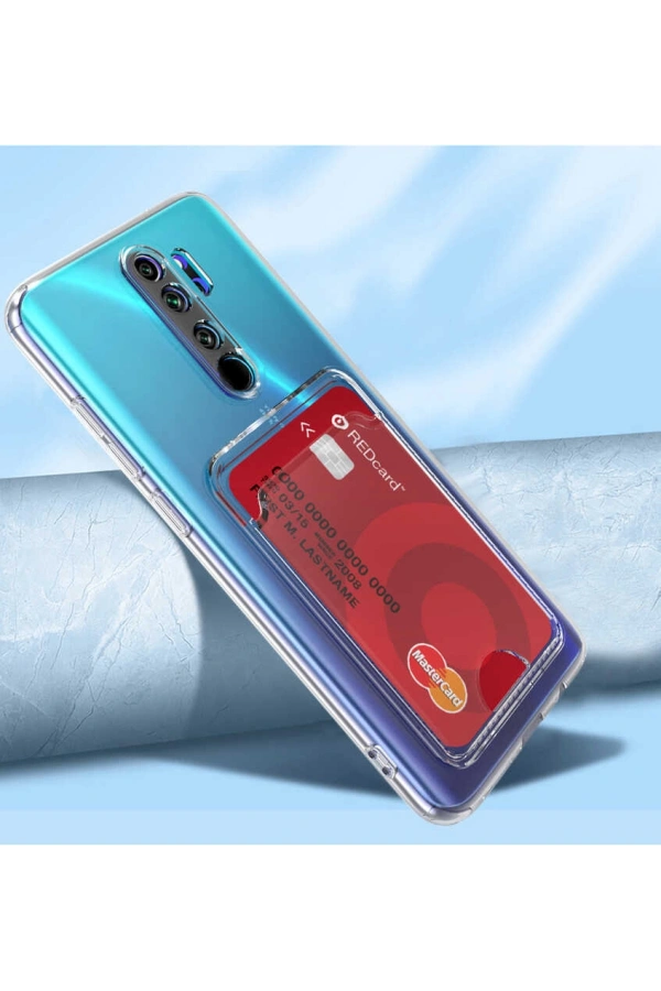 Xiaomi Redmi Note 8 Pro Kılıf Kartlıklı Şeffaf Zore Setra Clear Silikon Kapak