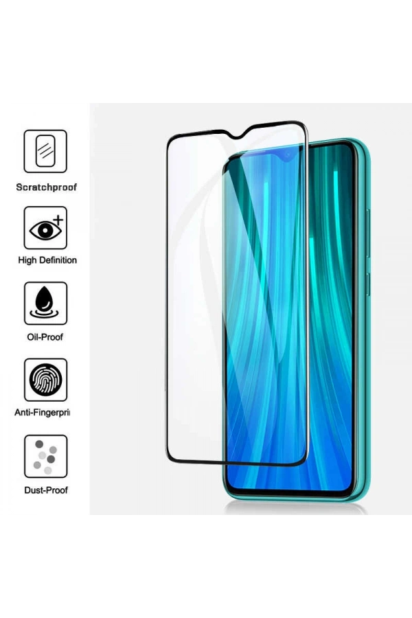 Xiaomi Redmi Note 8 Pro Zore Kenarları Kırılmaya Dayanıklı Cam Ekran Koruyucu
