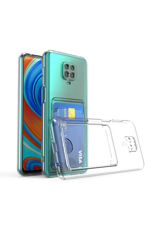 Xiaomi Redmi Note 9 Pro Kılıf Kartlıklı Şeffaf Zore Setra Clear Silikon Kapak