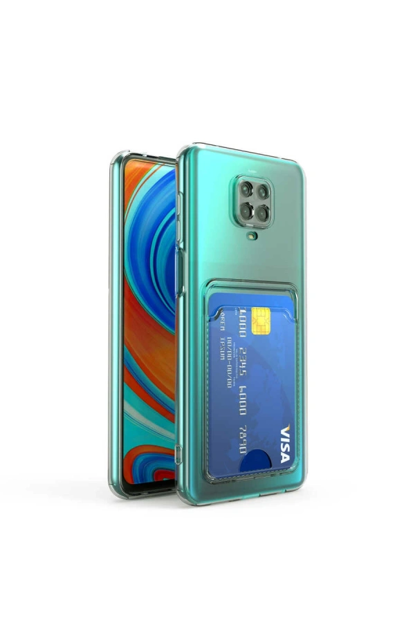 Xiaomi Redmi Note 9 Pro Kılıf Kartlıklı Şeffaf Zore Setra Clear Silikon Kapak