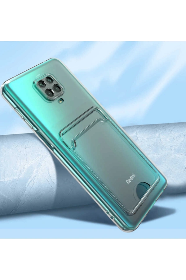 Xiaomi Redmi Note 9S Kılıf Kartlıklı Şeffaf Zore Setra Clear Silikon Kapak