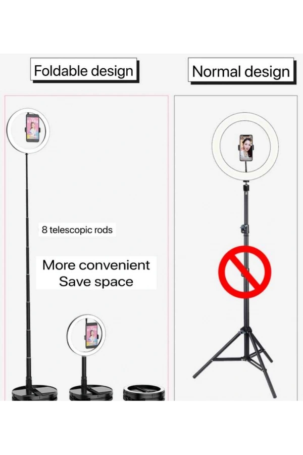 Zore 26 Cm Foldable Işıklı Telefon Tutucu Ring Light