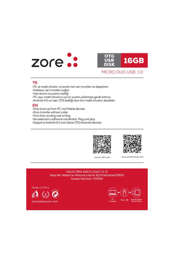 Zore 3.0 Micro Metal OTG 16 GB