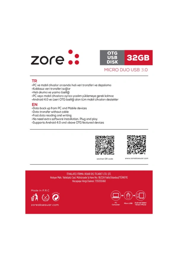 Zore 3.0 Micro Metal OTG 32 GB