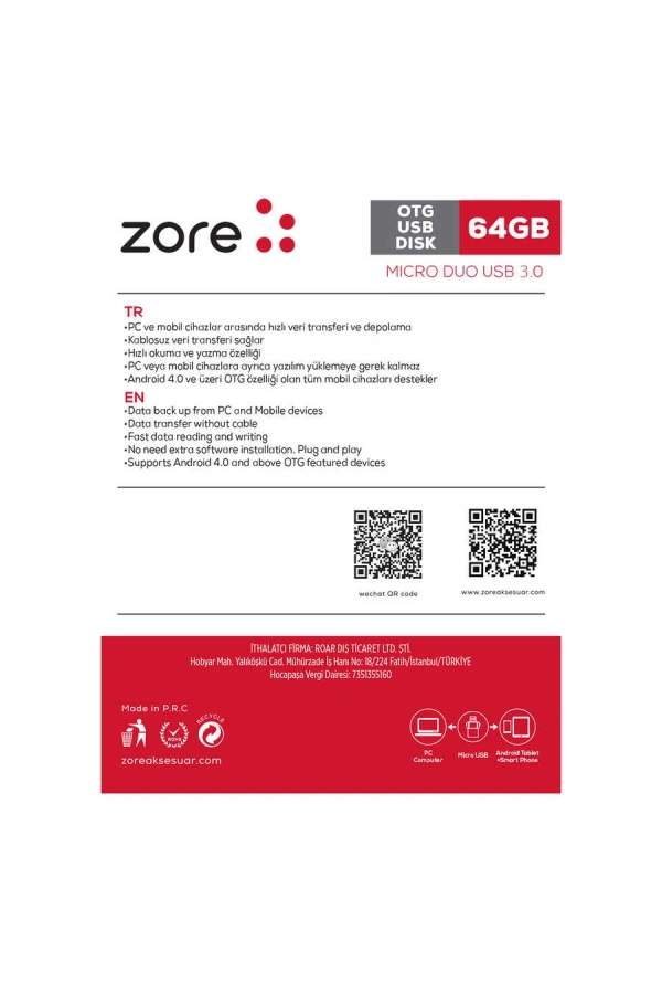 Zore 3.0 Micro Metal OTG 64 GB
