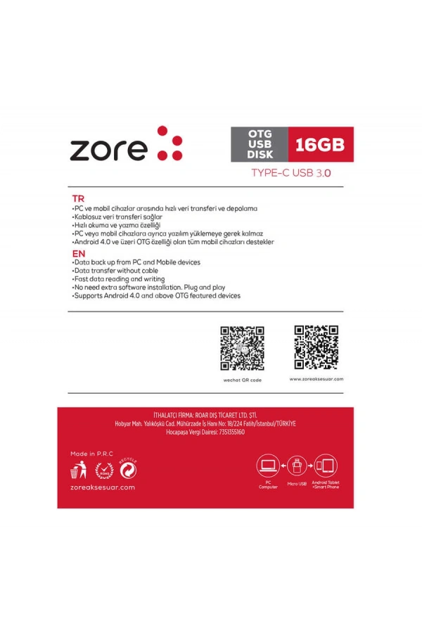 Zore 3.0 Type-C Metal OTG 16 GB